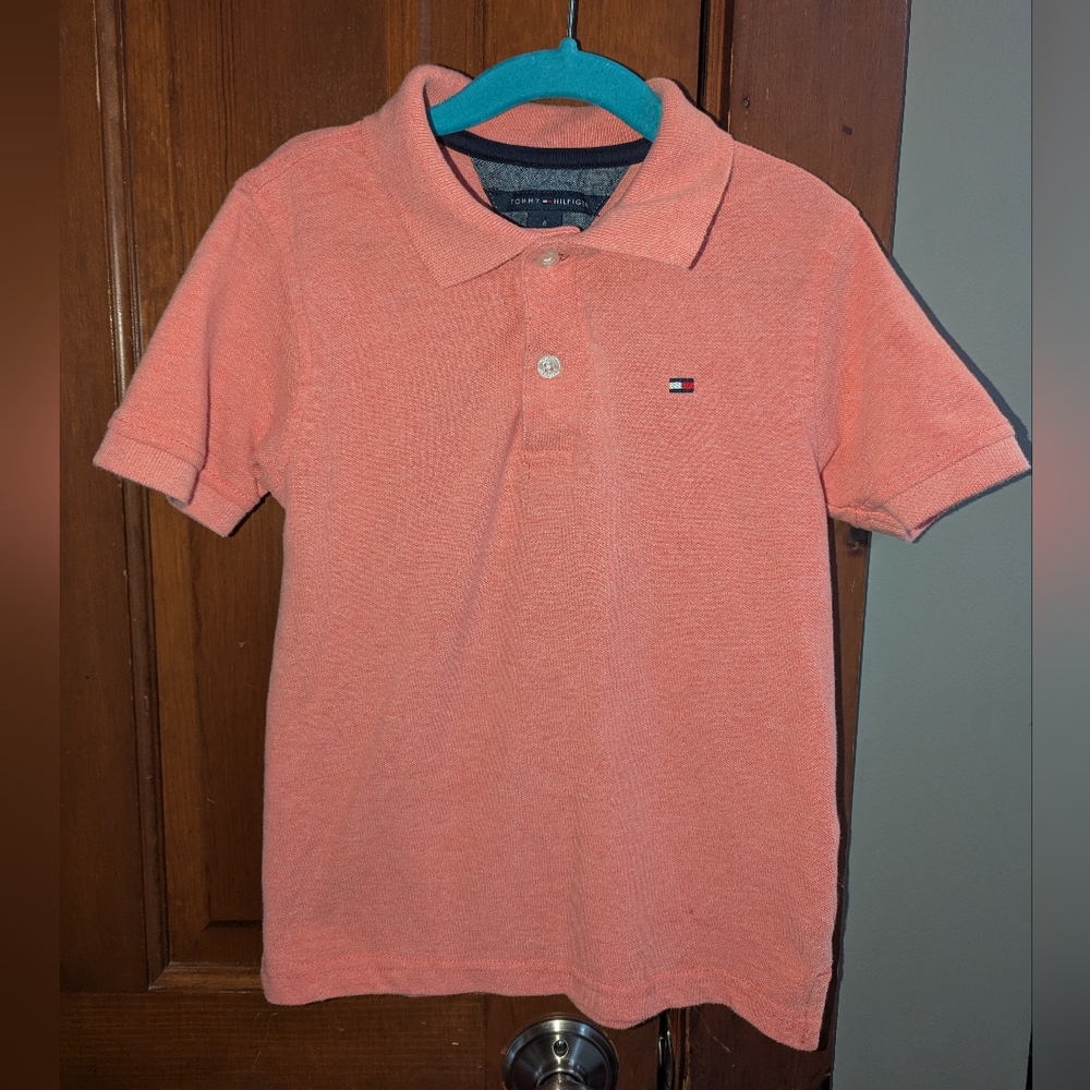 Tommy Hilfiger Kids Peach  Orange Polo Shirt
